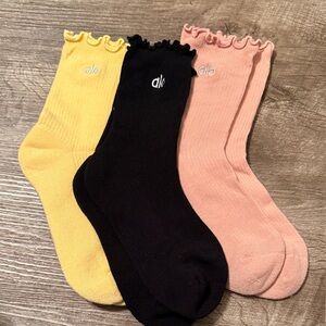 ALO Yoga Yellow, Black, and Pink Socks